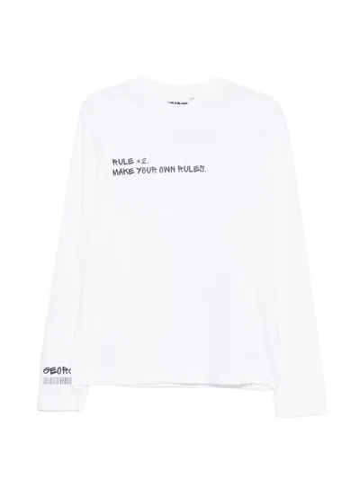 George Slogan-print Long-sleeve T-shirt In White