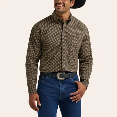 George Strait Men's Brown & Tan Geo Print Western Shirt