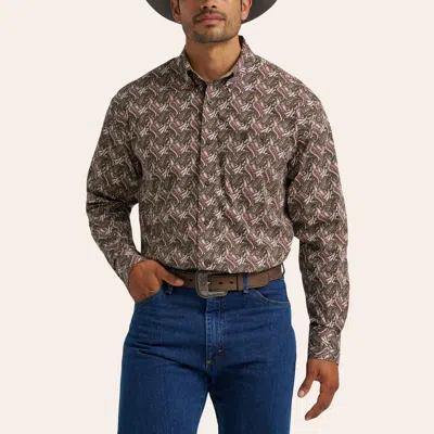 George Strait Men's Brown Paisley Print Western Shirt