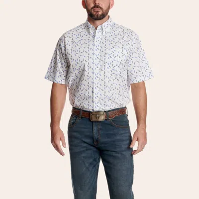 George Strait Men's White & Navy Paisley Print Western Shirt