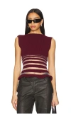 George Trochopoulos Half Stripe Top In 葡萄酒色