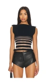 George Trochopoulos Half Stripe Top In Black