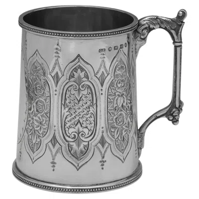 Pre-owned George Unite Ornate Victorian Sterling Silver Gothic Christening Mug, 1870