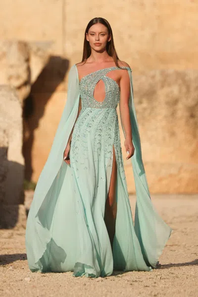 Georges Hobeika Asymmetrical Dress With Shawls In Multi
