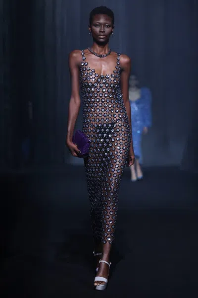 Georges Hobeika Baseless Beaded Dress In Blue