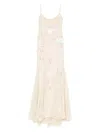 Georges Hobeika Beaded Lace Dress In Neutral
