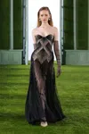 Shop Georges Hobeika Beaded Tulle Strapless Gown In Black