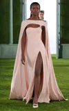 Georges Hobeika Cape-detailed Crepe Maxi Dress In Pink