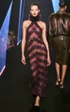 Georges Hobeika Chevron-detail Sequined Dress In Burgundy