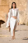 Shop Georges Hobeika Crepe Beaded Blouse & Skirt In Multi