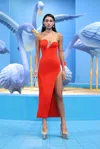 GEORGES HOBEIKA CREPE DRESS WITH ASYMMETRICAL BODICE