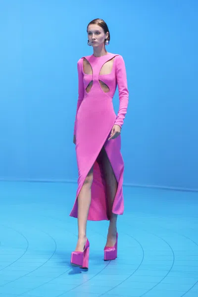 Georges Hobeika Crepe Dress With Cut-out In Pink