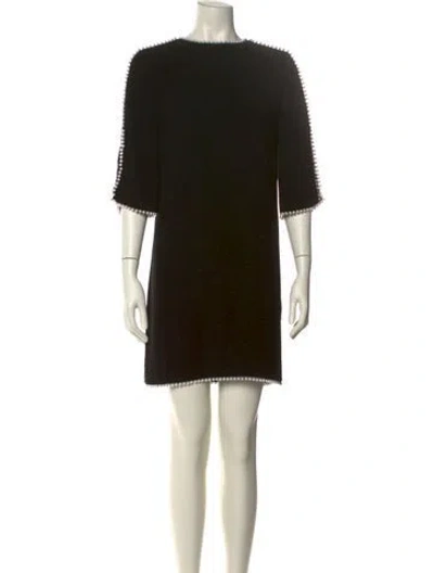 Pre-owned Georges Hobeika Crew Neck Mini Dress In Black