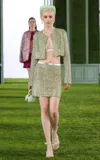 Georges Hobeika Cropped Metallic Tweed Jacket In Green