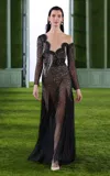 Georges Hobeika Crystal-embellished Asymmetric Georgette Maxi Dress In Black