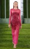 Georges Hobeika Crystal-embellished Mesh Maxi Dress In Berry
