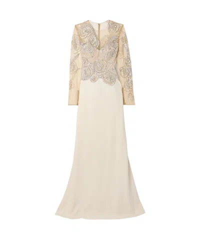 Georges Hobeika Crystal-embellished Tulle And Faille Gown In White