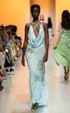 Georges Hobeika Draped Embellished Georgette Gown In Blue