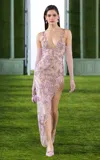 Georges Hobeika Embellished Cut-away Georgette Midi Dress In Pink