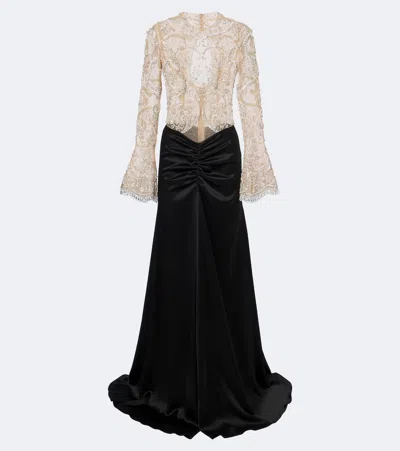 Georges Hobeika Embellished Gathered Gown In Black