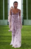Georges Hobeika Embellished Georgette Bustier Maxi Dress In Purple