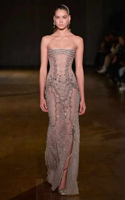 Georges Hobeika Embellished Maxi Dress In Multi