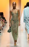 Georges Hobeika Embellished Netted Maxi Dress In Green