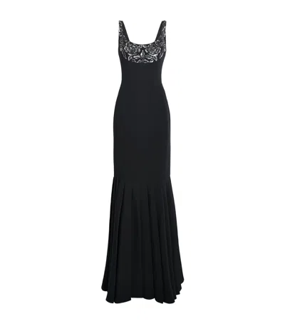 Georges Hobeika Embellished Scoop-neck Gown In Black