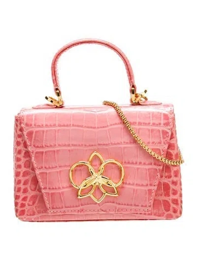 Pre-owned Georges Hobeika Embossed Leather Crossbody Bag In Pink