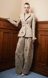 Georges Hobeika Embroidered Silk-blend Blazer In Brown