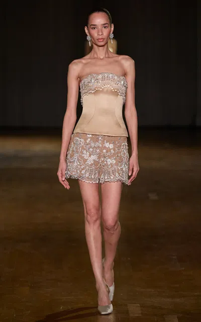 Georges Hobeika Fitted Embellished Top In Neutral