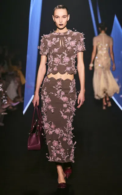 Georges Hobeika Floral Appliqued Maxi Skirt In Multi