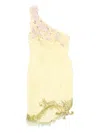 Georges Hobeika Floral-embellished One-shoulder Mini Dress In Yellow