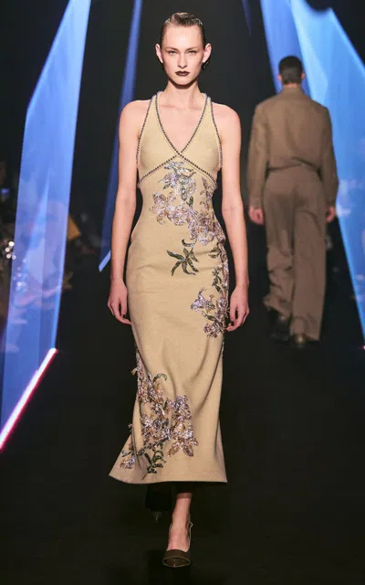 Georges Hobeika Floral Embroidered Midi Dress In Multi