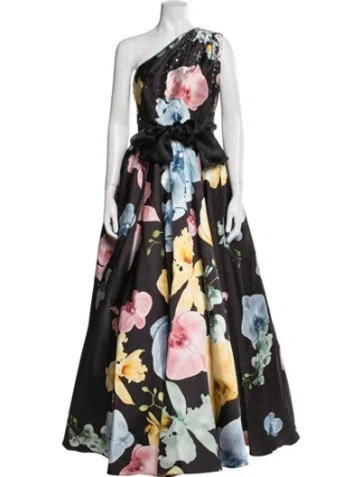 Pre-owned Georges Hobeika Floral Print Long Dress In Multi
