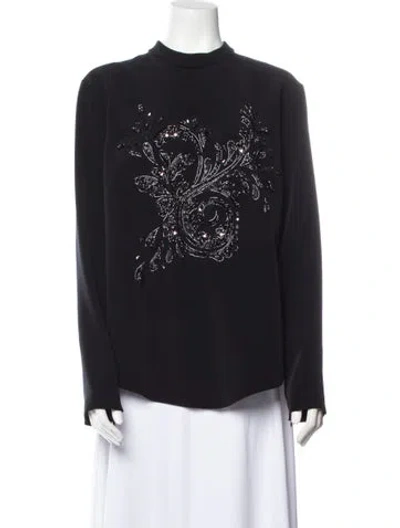 Pre-owned Georges Hobeika Graphic Print Mock Neck Sweatshirt W/ Tags In Black