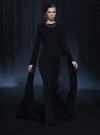 GEORGES HOBEIKA JERSEY STRETCH GOWN WITH MOUSSELINE SHAWLS