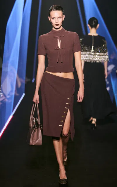 Georges Hobeika Keyhole Cutout Top In Brown