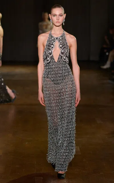 Georges Hobeika Keyhole Embellished Maxi Dress In Black