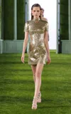 Georges Hobeika Metallic Crepe Mini Dress In Gold