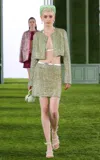 Georges Hobeika Metallic Tweed Mini Skirt In Green