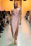 Georges Hobeika Asymmetric Floral-appliquéd Gabardine Midi Dress