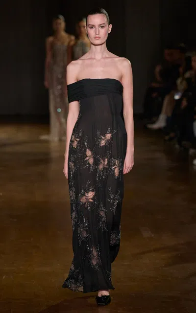 Georges Hobeika One-shoulder Embellished Maxi Dress In Black