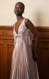 Georges Hobeika Pleated Silk-blend Silk-satin Gown In Pink