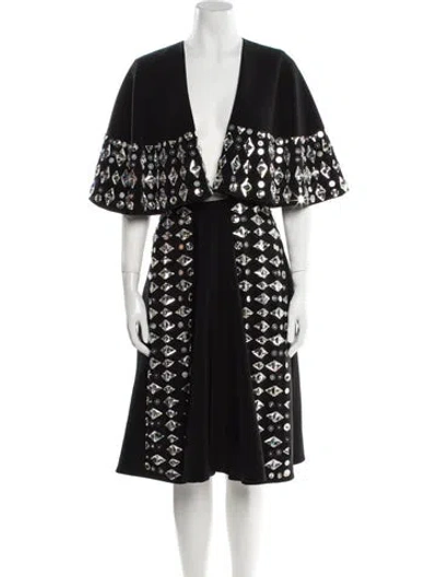 Pre-owned Georges Hobeika Printed Knee-length Dress In Black