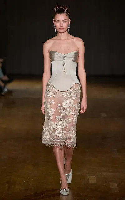 Georges Hobeika Ruched Embellished Top In Green