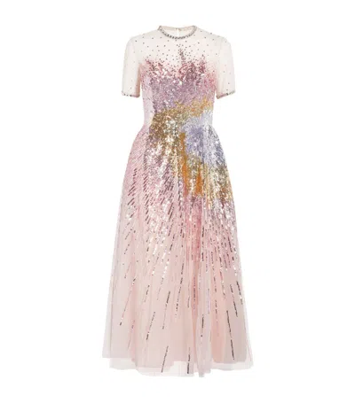 Georges Hobeika Sequin-embellished Midi Dress In Pink
