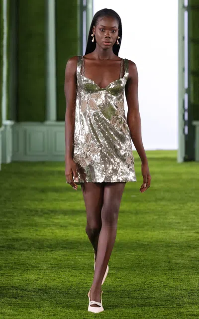 Georges Hobeika Sequined Crepe Bustier Mini Dress In Metallic