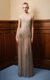 Georges Hobeika Sequined-embroidered Silk-blend Evening Gown In Neutral