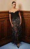 Georges Hobeika Sheer Silk-blend Embroidered Evening Gown In Black